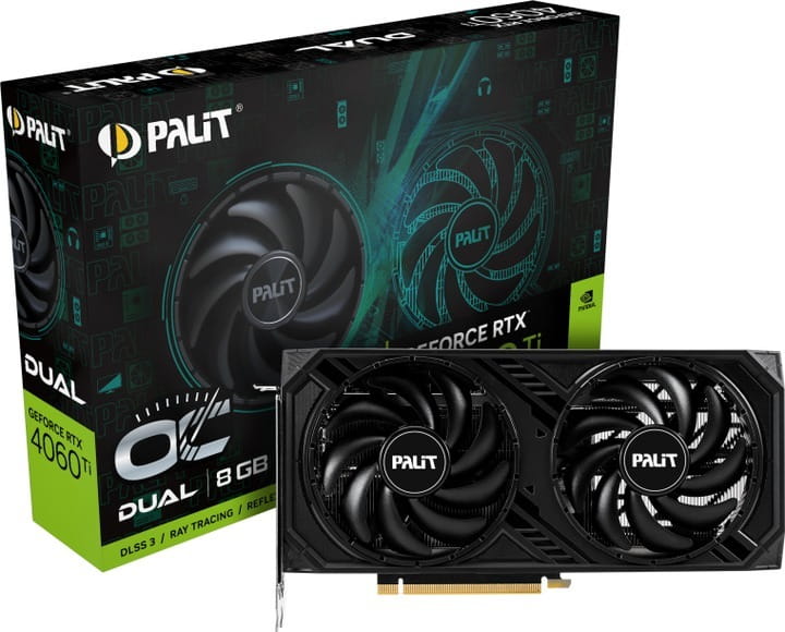 Відеокарта GF RTX 4060 Ti  8GB GDDR6 Dual OC Palit (NE6406TT19P1-1060D)