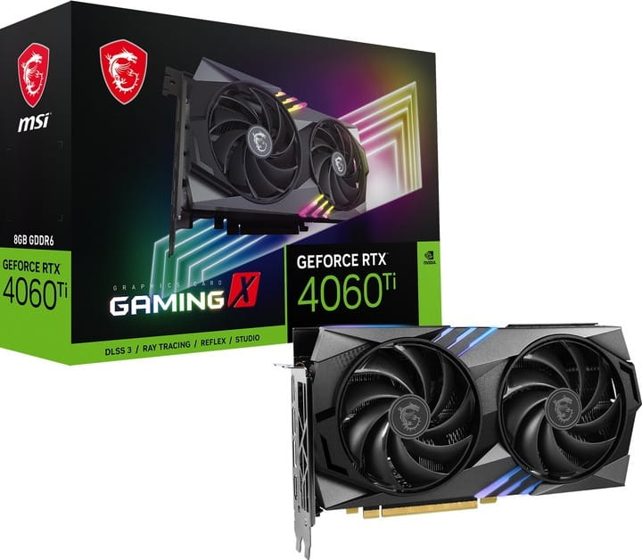 Видеокарта GF RTX 4060 Ti  8GB GDDR6 Gaming X MSI (GeForce RTX 4060 Ti GAMING X 8G)