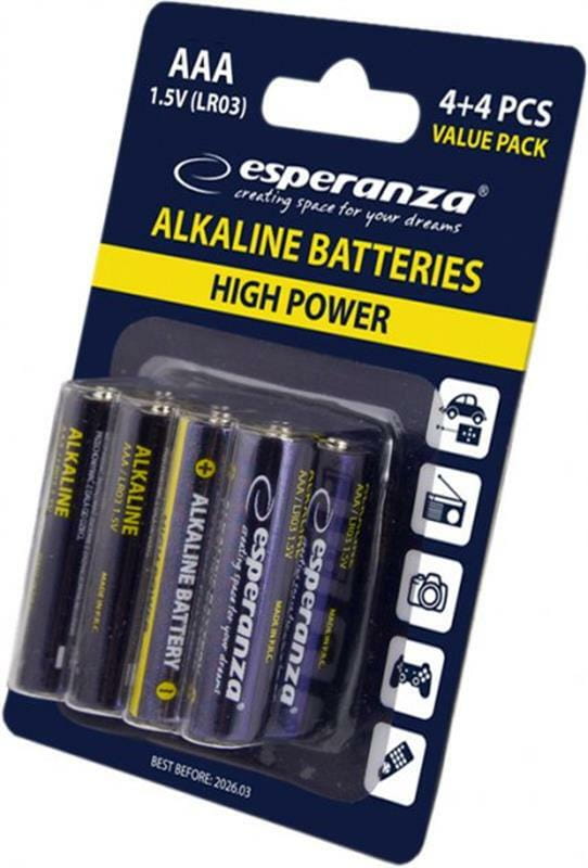 Батарейка Esperanza Bateries Alkaline (EZB104) AAA/LR03 BL 8шт