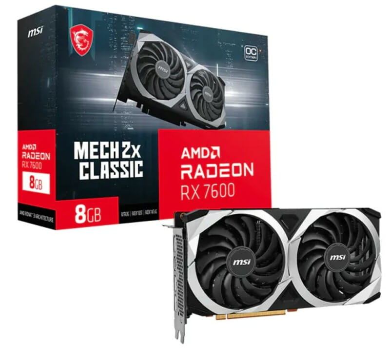 Видеокарта AMD Radeon RX 7600 8GB GDDR6 Mesh 2X Classic OC MSI (Radeon RX 7600 MECH 2X CLASSIC 8G OC)