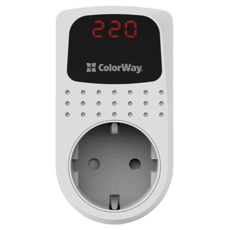 Реле напряжения ColorWay (16A/3680W) 150V-210V/230V-280V, DS2, 1 розетка