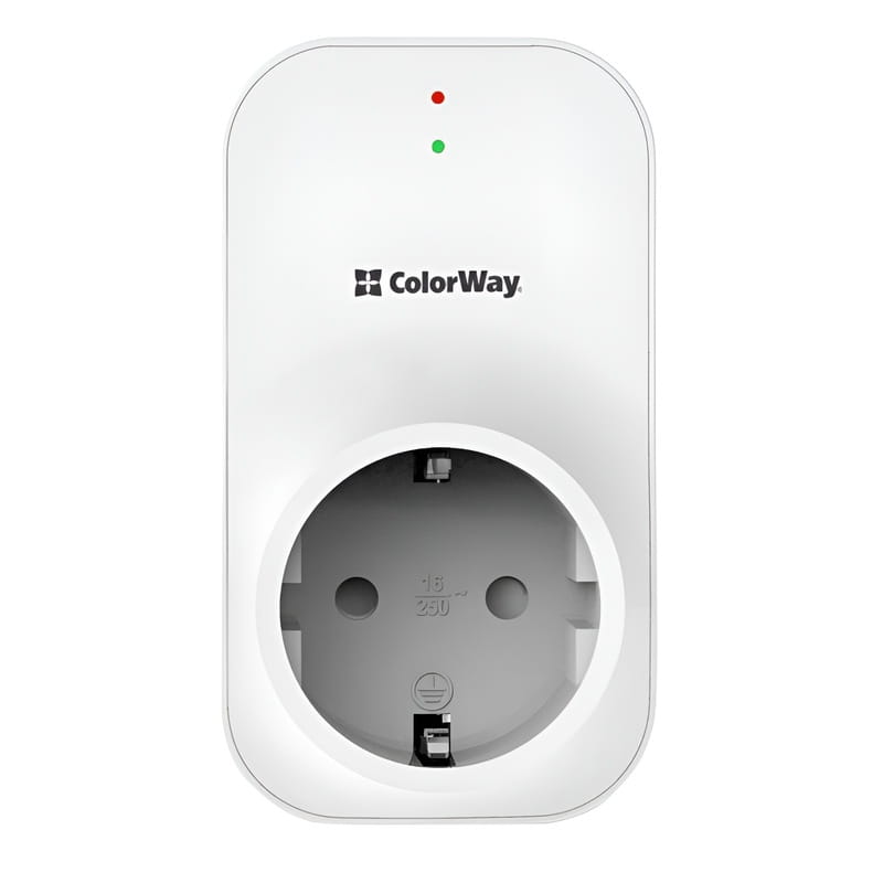 Реле напруги ColorWay (16A/3680W) 150V-210V/230V-280V LED1, 1 розетка