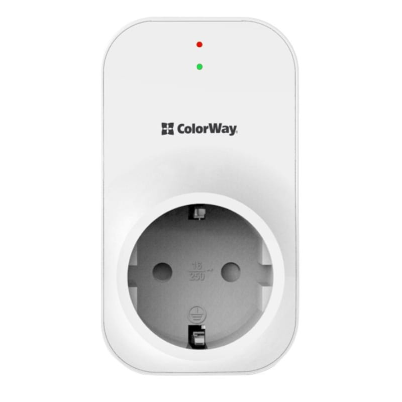 Реле напруги ColorWay (16A/3680W) 150V-210V/230V-280V LED1, 1 розетка