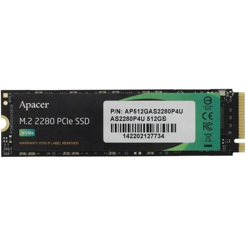 Накопитель SSD  512GB Apacer AS2280P4U M.2 2280 PCIe 3.0 x4 3D TLC (AP512GAS2280P4U-1)