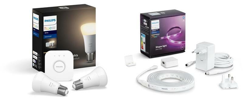 Набор Philips Hue Bridge лампа E27 White 2шт, светодиодная лента Plus RGB 2м (BRIDGE+E27W_2PCS+PLUS_2M)