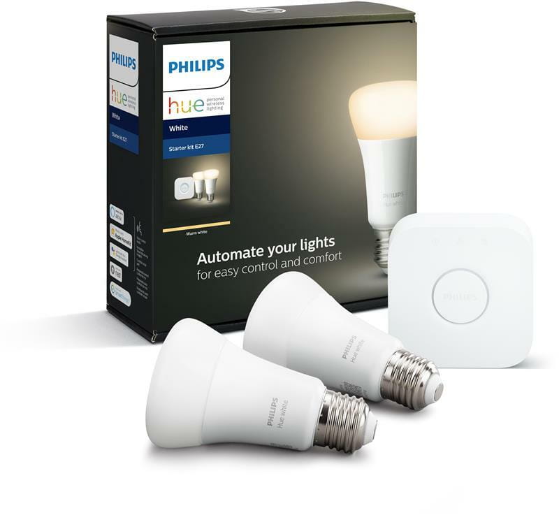 Набір Philips Hue Bridge лампа E27 White 2шт, лампа E27 15.5W White 2шт (BRIDGE+E27W2P+E27W15W2P)