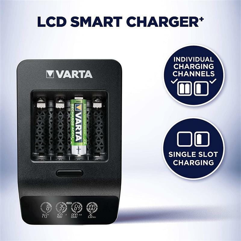 Сетевое зарядное устройство Varta LCD Smart Plus Charger + 4 х Ni-Mh AA 2100 mAh (57684101441)
