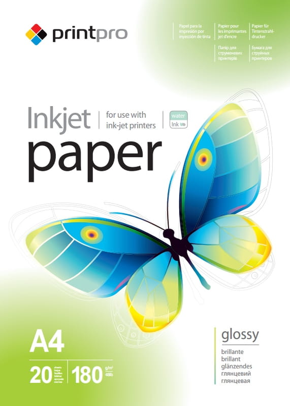 Фотобумага PrintPro глянцевая 180г/м2 A4 20л (PGE180020A4)