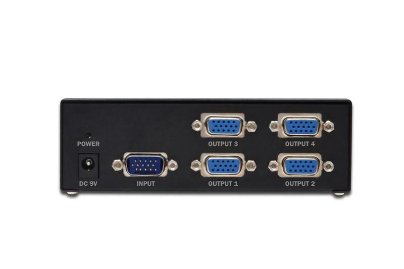 Спліттер відеосигналу Digitus VGA - 4xVGA, 500 МГц, Black (DS-42110)