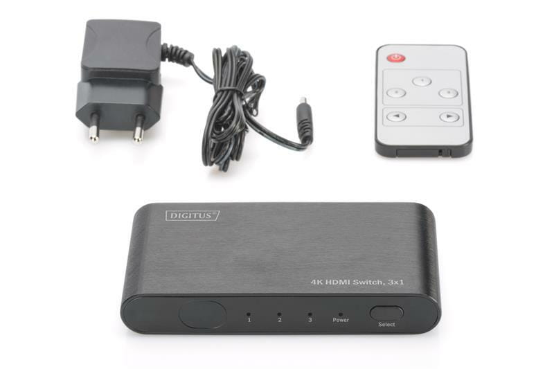 Видеокоммутатор Digitus 3xHDMI - HDMI (F/F), High Speed, 4K, Black (DS-45316)