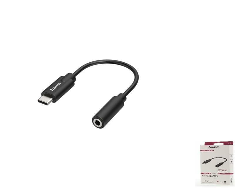 Адаптер Hama 3.5 мм - USB Type-C (F/M), Black (205262)