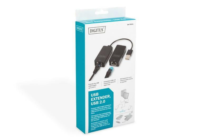 Подовжувач Digitus USB 2.0 - UTP Cat5/5e/6, 50m (DA-70141)