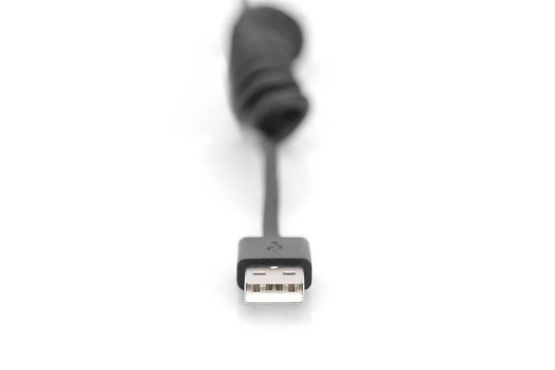 Кабель Digitus USB 2.0-Type-C (M/М), спиральный, 1 м (AK-300430-006-S)