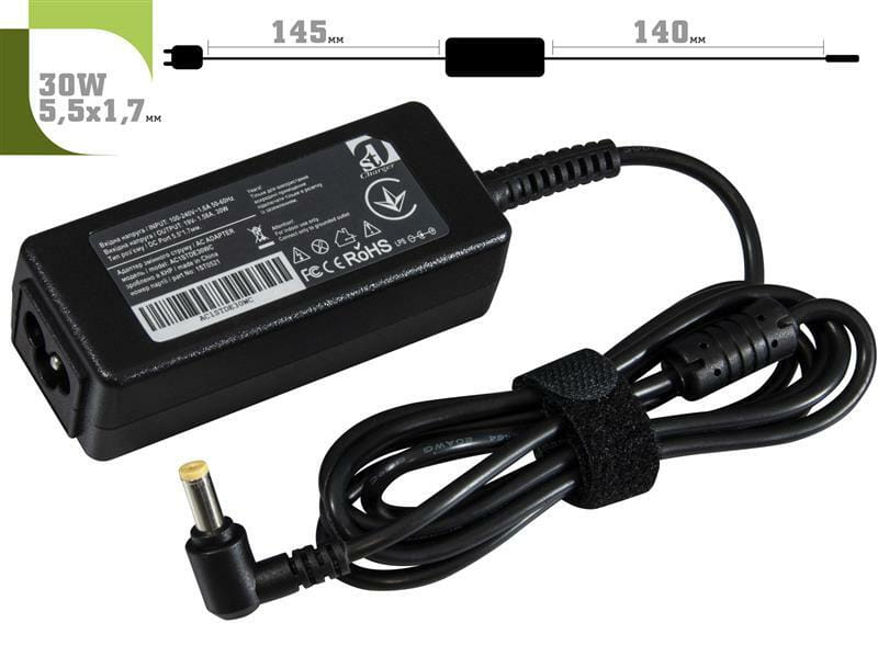 Блок питания 1StCharger для ноутбука Dell 19V 30W 1.58A 5.5х1.7мм + каб.пит. (AC1STDE30WC)