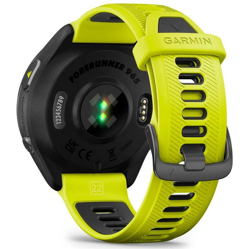 Смарт-часы Garmin Forerunner 965 Carbon Gray DLC Titanium Bezel with Black Case/Amp Yellow/Black Silicone Band (010-02809-82)