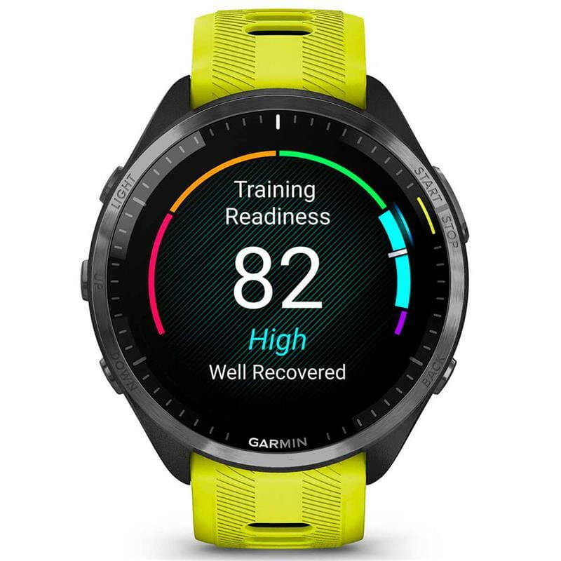 Смарт-часы Garmin Forerunner 965 Carbon Gray DLC Titanium Bezel with Black Case/Amp Yellow/Black Silicone Band (010-02809-82)