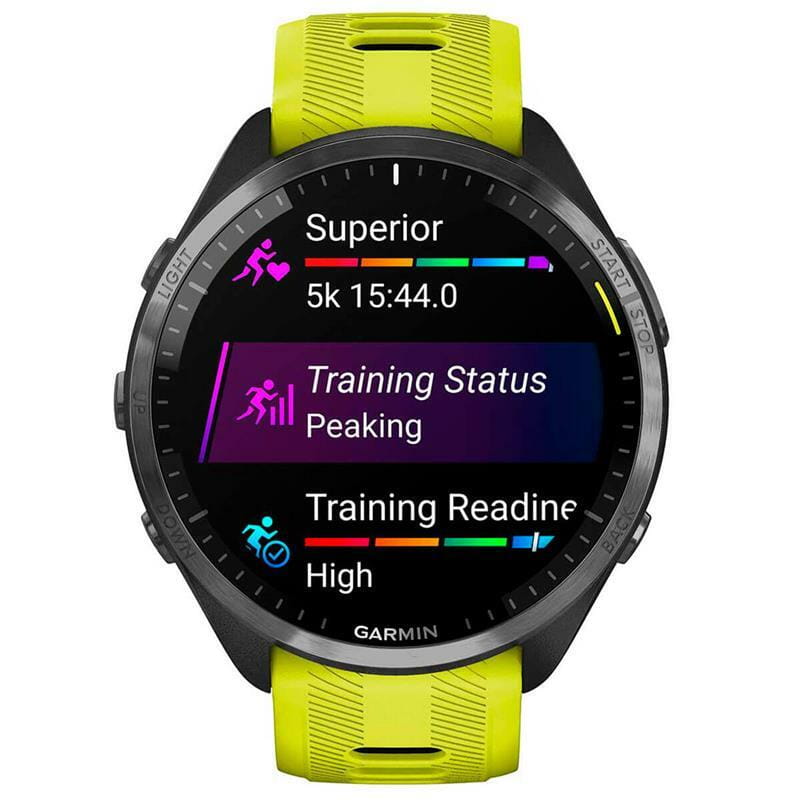 Смарт-часы Garmin Forerunner 965 Carbon Gray DLC Titanium Bezel with Black Case/Amp Yellow/Black Silicone Band (010-02809-82)