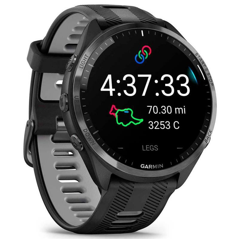 Смарт-часы Garmin Forerunner 965 Carbon Gray DLC Titanium Bezel with Black Case and Black/Powder Gray Silicone Band (010-02809-80)