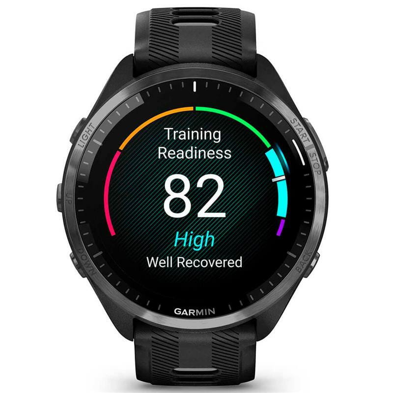 Смарт-часы Garmin Forerunner 965 Carbon Gray DLC Titanium Bezel with Black Case and Black/Powder Gray Silicone Band (010-02809-80)