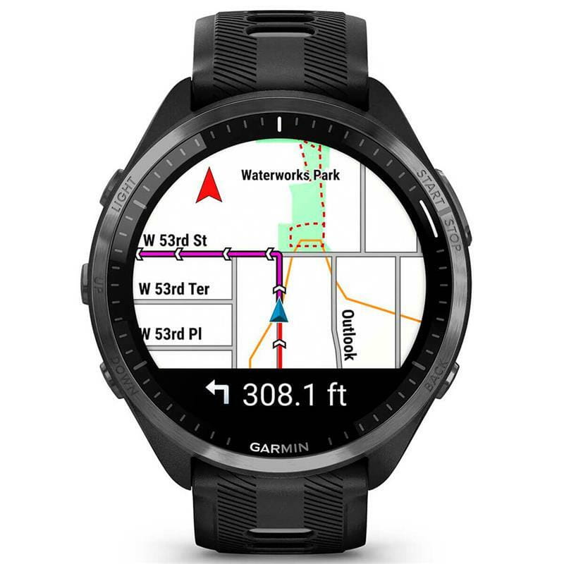 Смарт-часы Garmin Forerunner 965 Carbon Gray DLC Titanium Bezel with Black Case and Black/Powder Gray Silicone Band (010-02809-80)