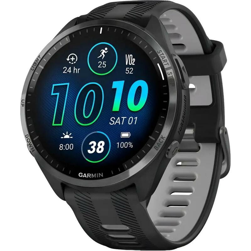 Смарт-годинник Garmin Forerunner 965 Carbon Gray DLC Titanium Bezel with Black Case and Black/Powder Gray Silicone Band (010-02809-80)