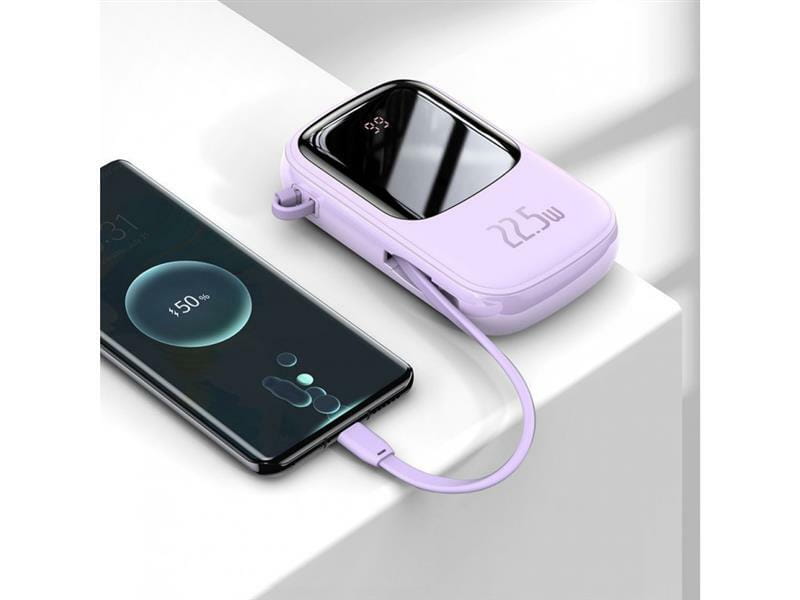 Універсальна мобільна батарея Baseus Qpow Digital Display Quick Charging Power Bank 20W 20000mAh Purple (PPQD-I05)