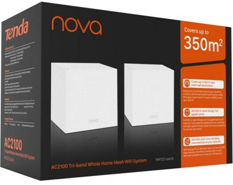 WiFi Mesh система Tenda MW12 Nova 2-Pack