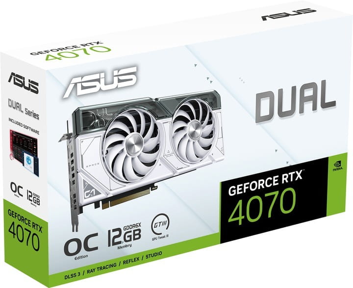 Видеокарта GF RTX 4070 12GB GDDR6X Dual OC White Asus (DUAL-RTX4070-O12G-WHITE)