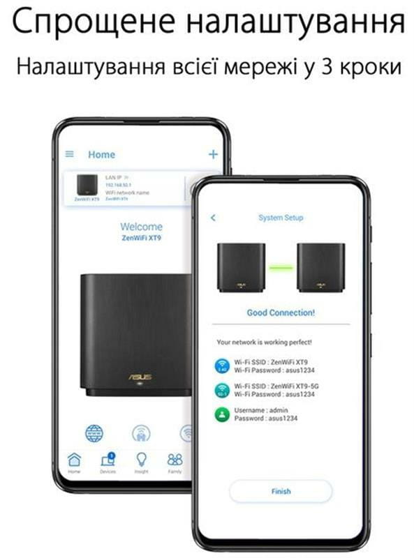 Wi-Fi Mesh система Asus ZenWiFi XT9 2pk White (90IG0740-MO3B40)