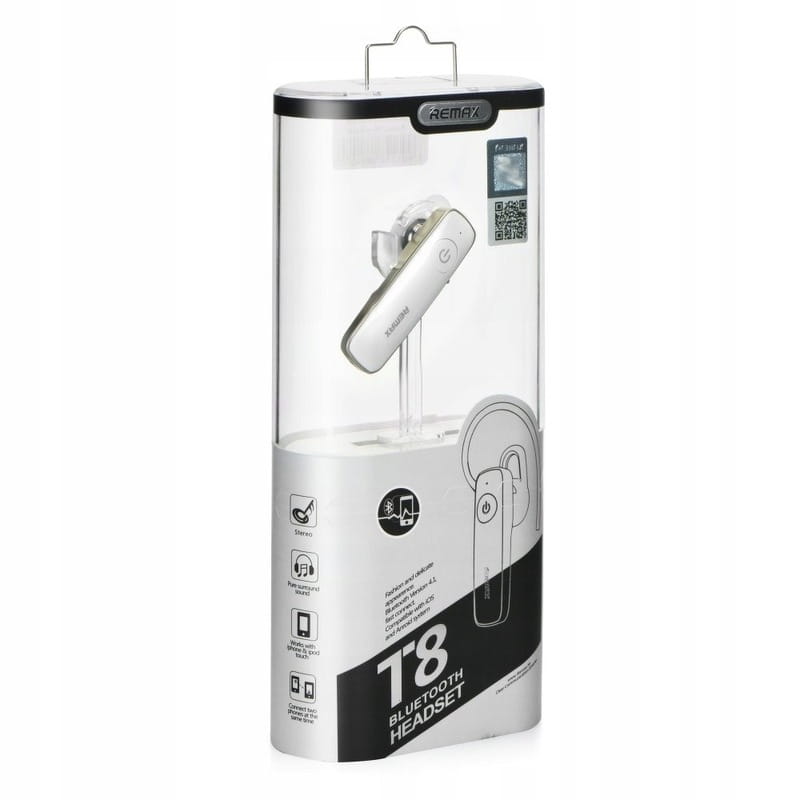 Bluetooth-гарнітура Remax RB-T8 White (6954851254027)