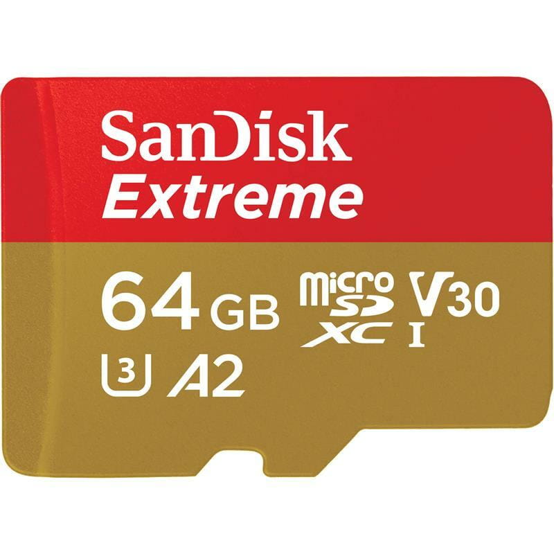 Карта пам`ятi MicroSDXC 64GB C10 UHS-I SanDisk Extreme V30 U3 R170/W80MB/s (SDSQXAH-064G-GN6AA)