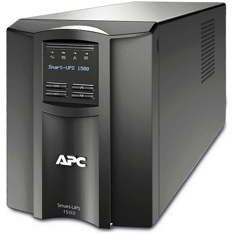 Джерело безперебійного живлення APC Smart-UPS 1500VA LCD, Lin.int., AVR, 8 х IEC, SmartSlot, USB, RJ-45, метал (SMT 1500I)