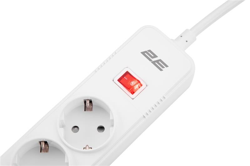 Сетевой фильтр 2E 5хSchuko, 2 м (2E-SP515M2USBWH)