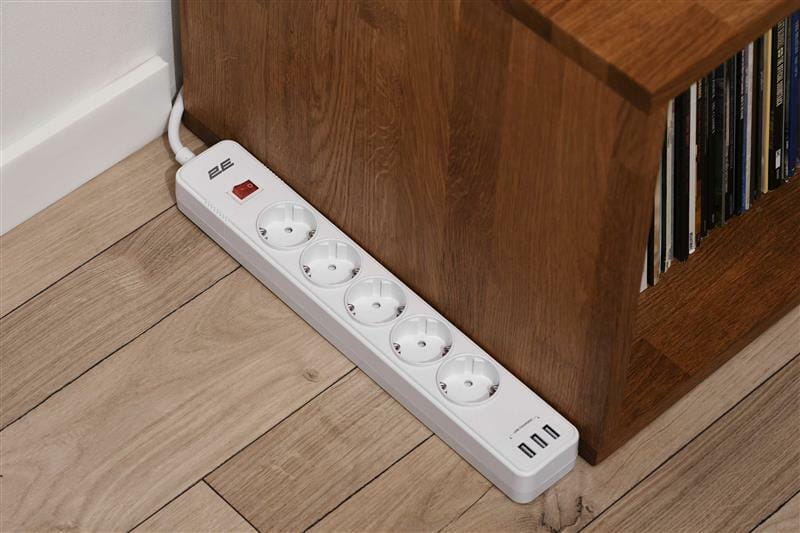 Сетевой фильтр 2E 5хSchuko, 2 м (2E-SP515M2USBWH)