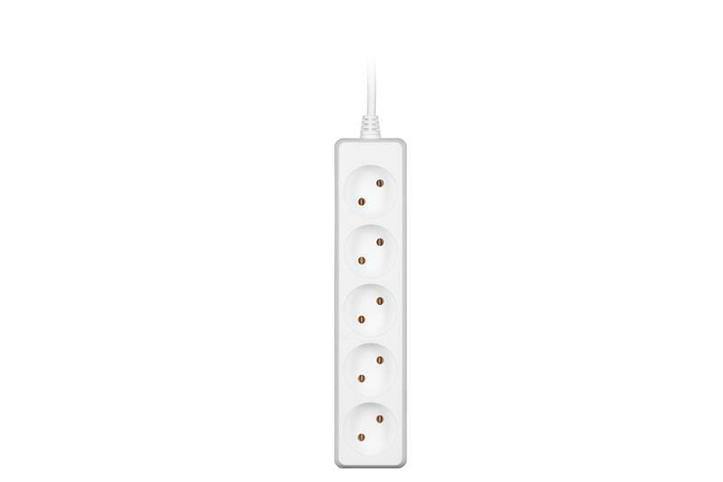Сетевой удлинитель 2E 5XCEE7/17, 2G*1.0мм, 1.5м, white