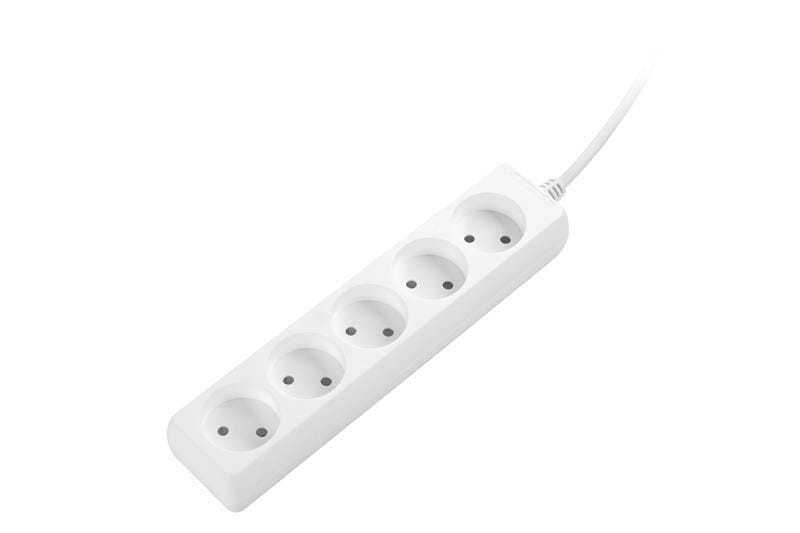 Сетевой удлинитель 2E 5XCEE7/17, 2G*1.0мм, 1.5м, white