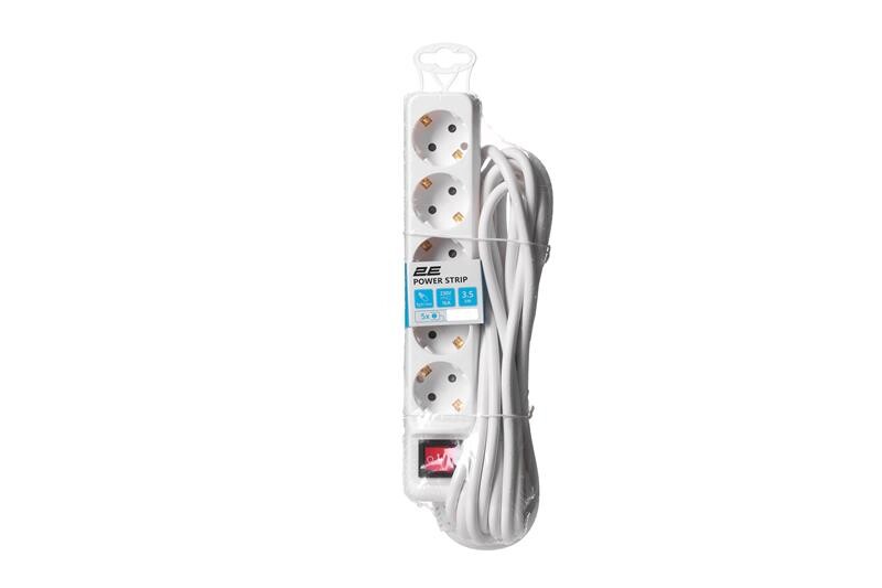 Фильтр питания 2E (2E-U05ES15M5) 5хSchuko, 5 м, белый