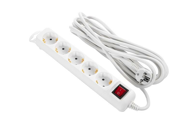 Фильтр питания 2E (2E-U05ES15M5) 5хSchuko, 5 м, белый