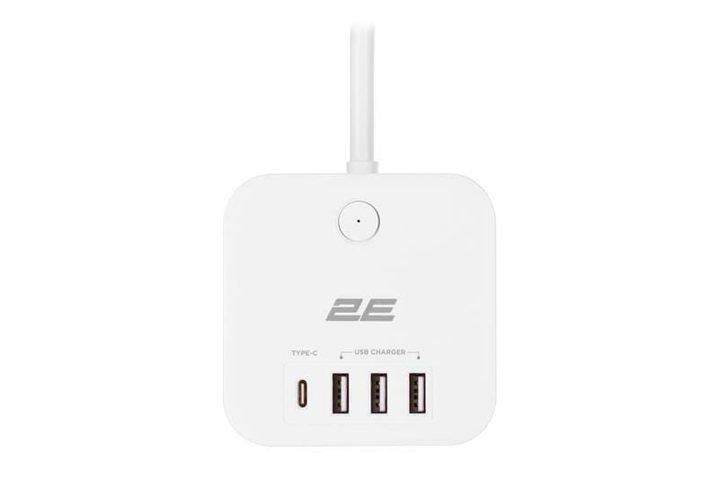 Сетевой адаптер 2E 3XSchuko с защитой от импульсных скачков напряжения, 3*USB-A, 1*USB-C, 1.5м, white (2E-ADC331WH)