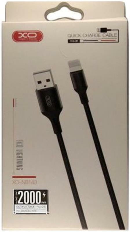 Кабель XO NB143 USB - Lightning (M/M), 2.1 A, 1 м, Black (XO-NB143i1-BK)