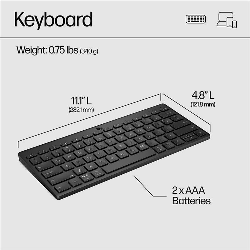 Клавіатура беспроводная HP 350 Compact Multi-Device BT Black (692S8AA)