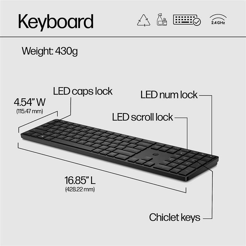Клавіатура беспроводная HP 450 Programmable WL Black (4R184AA)