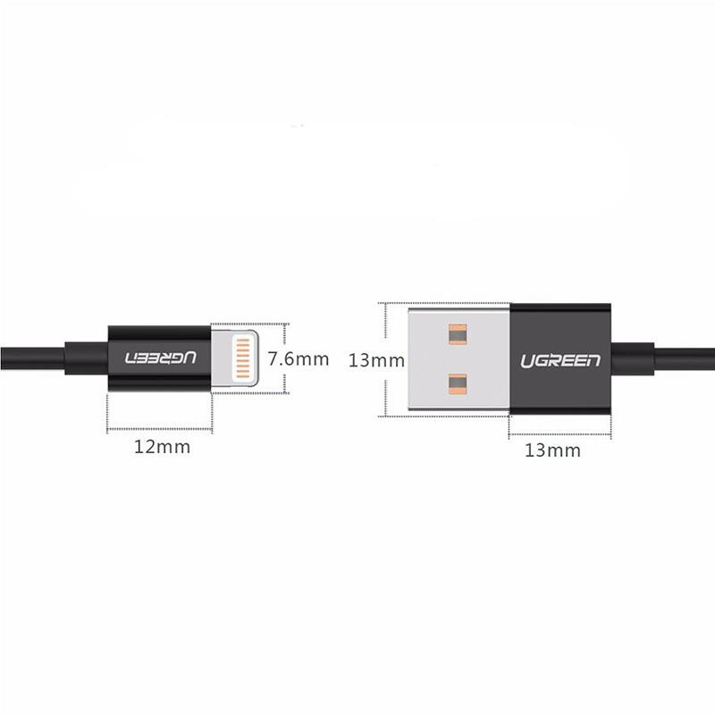 Кабель Ugreen US155 USB - Lightning (M/M), 2 м, Black (80823)