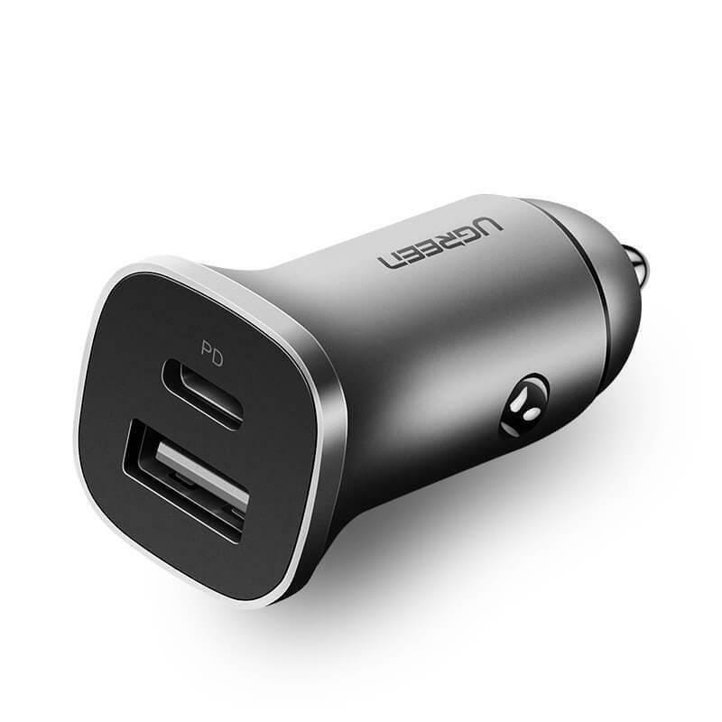 Автомобильное зарядное устройство Ugreen CD130 (2xUSB 20W (USB-C+USB-A) QC 3.0+ Gray (30780)