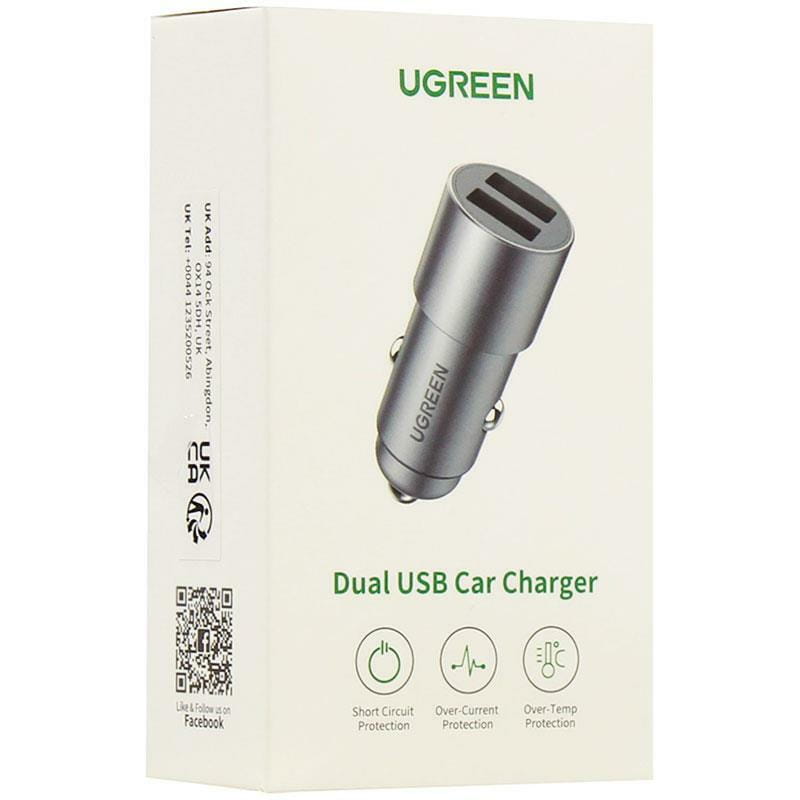 Автомобильное зарядное устройство Ugreen CD130 (2xUSB 24W (USB-A) QC 3.0 Gray (50592)
