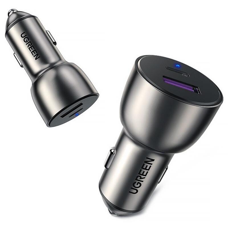 Автомобильное зарядное устройство Ugreen CD213 (2xUSB 36W (USB-C+USB-A) QC 3.0+ Gray (60980)