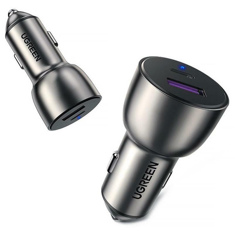 Автомобильное зарядное устройство Ugreen CD213 (2xUSB 36W (USB-C+USB-A) QC 3.0+ Gray (60980)