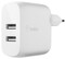 Фото - Сетевое зарядное устройство Belkin Home Charger 24W Dual USB White (WCB002VFWH) | click.ua