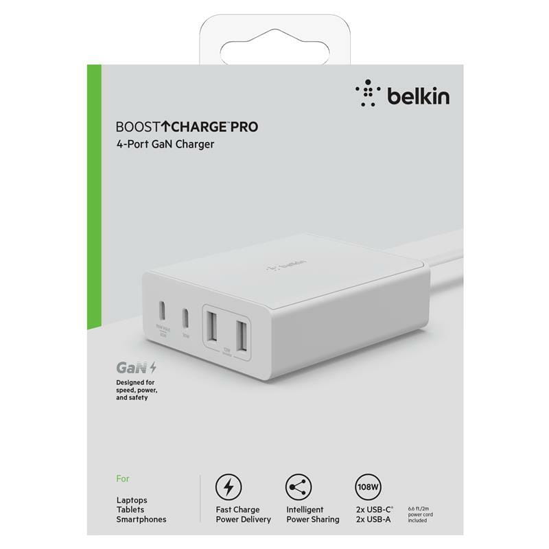 Сетевое зарядное устройство Belkin Home Charger 108W Dual USB-С/USB-A (WCH010VFWH)