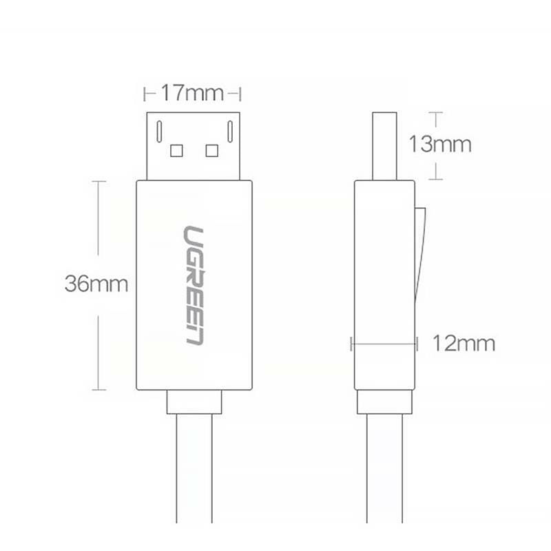 Кабель Ugreen DP102 DisplayPort - DisplayPort, 2 м, Black (10211)